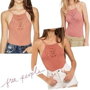 INTIMATELY FREE PEOPLE Coral Blush Seamless Solstice Boho Bodysuit Size XS/S